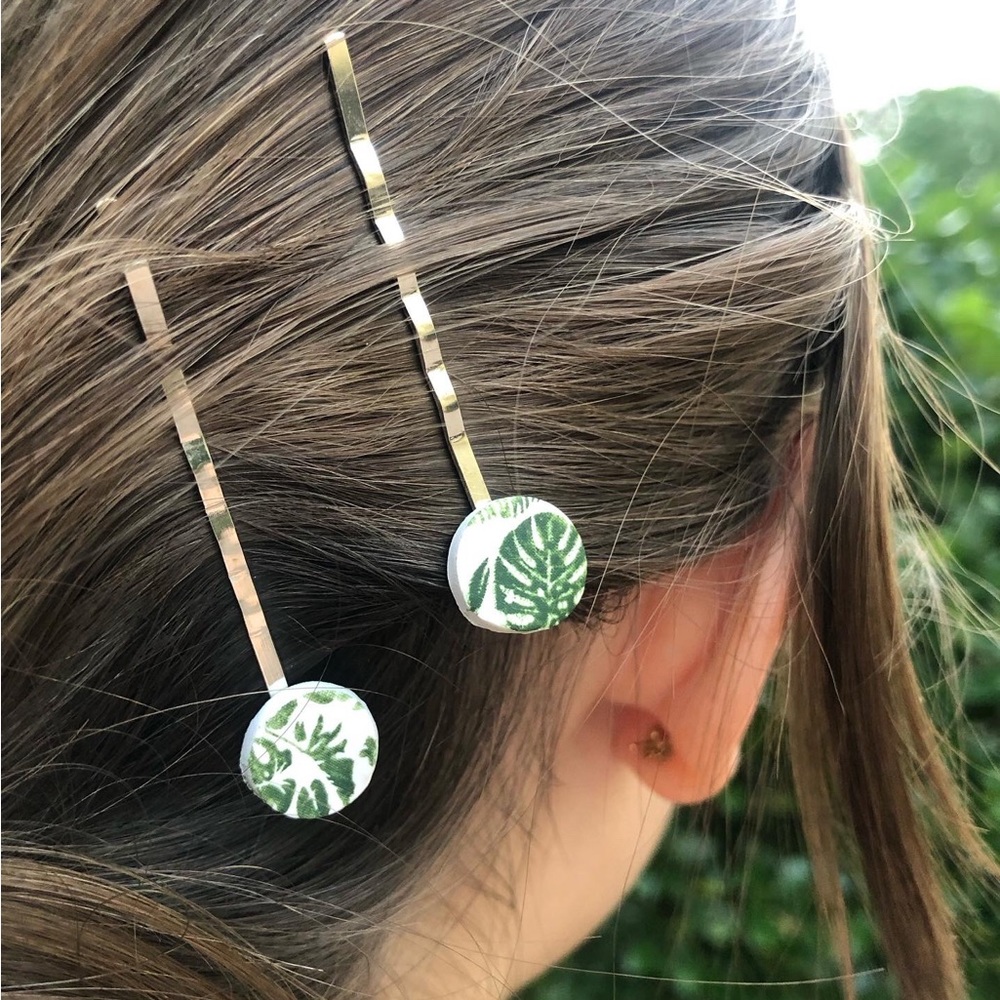 Handmade hand painted polymer clay hairpins